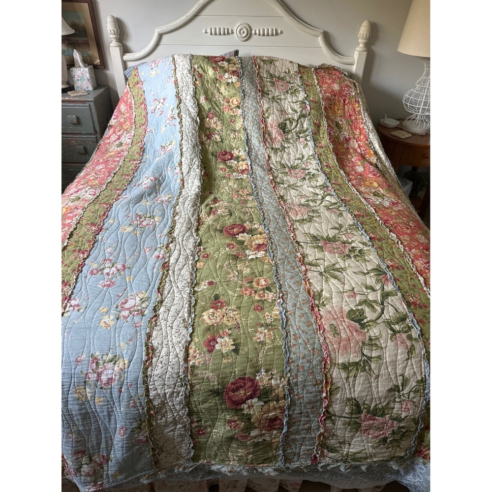 Unbranded Shabby Chic Floral Patchwork full/qn Quilt Set 4pc Multicolored Cotton